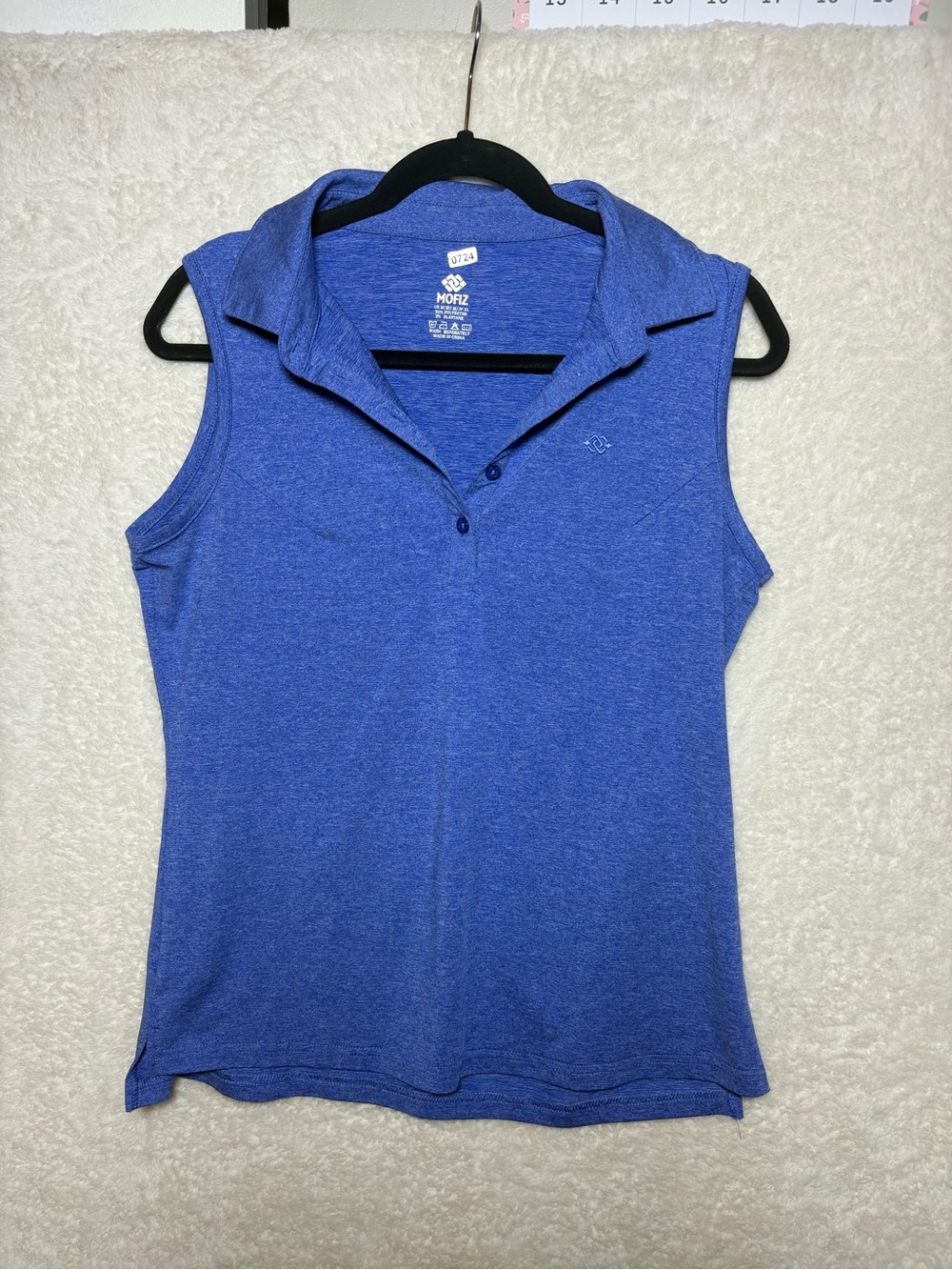 Sleeveless Golf Polo Top - Blue Medium 0724